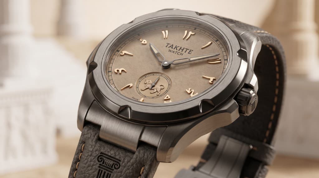 Takhte-Watch dial with Persian numerals and lion sub-dial